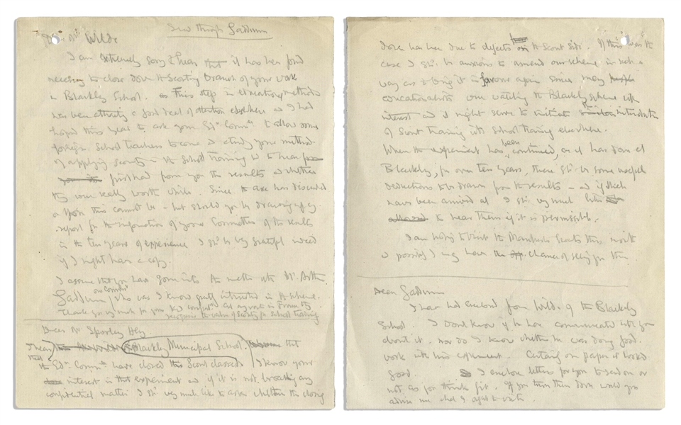 Robert Baden-Powell Lot of Three Autograph Draft Letters Regarding the Closing of a Boy Scout Troop